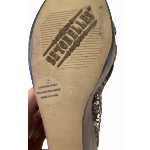 Seychelles Womens Open-Toe Snake Print Wedge Heels Size 7 Brown - Picture 7 of 7